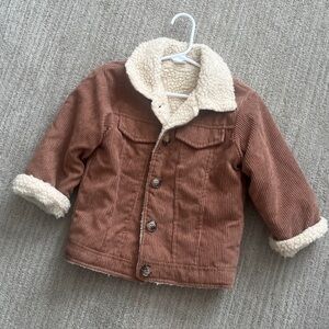 Brown Corduroy Kids Jacket with Cream Sherpa Lining, 3-4Y